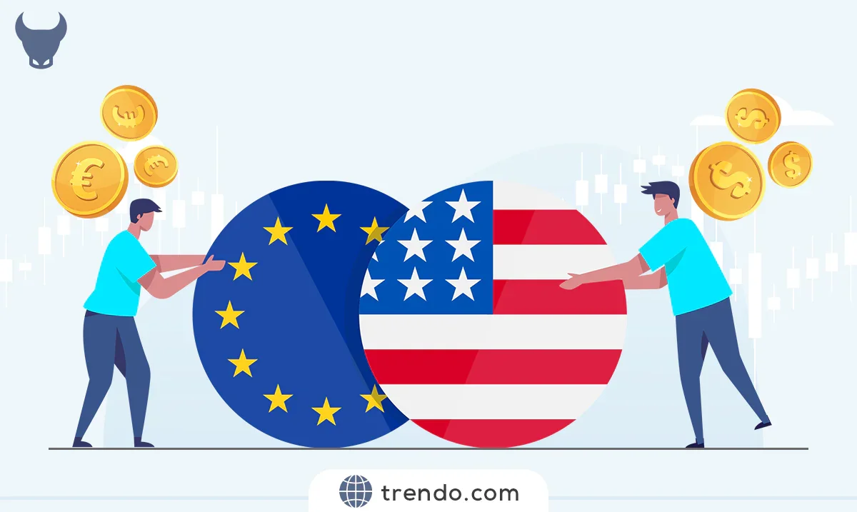 Euro to USD exchange rate: euro and US dollar flags pushed together, representing the EUR/USD currency pair